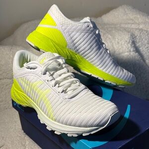 Asics White and Bright Yellow Athletic Sneakers